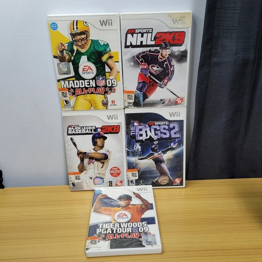 Nintendo Wii Sports Game Bundle Lot Madden NHL MLB The Bigs 2 PGA Tour